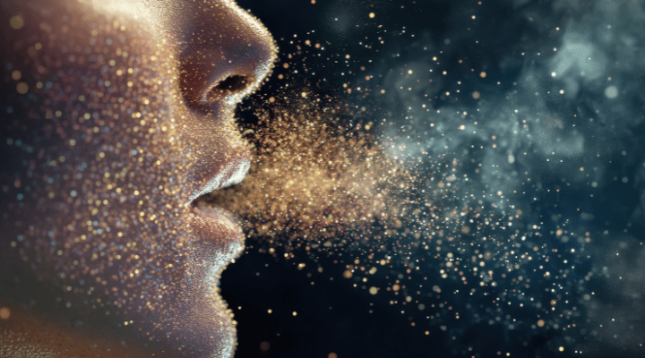 El poder del lenguaje. Una boca de la que salen palabras como luces o flores